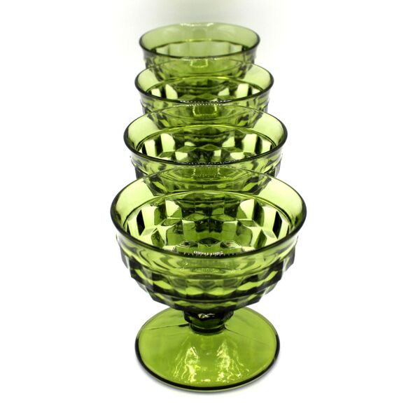 Vintage Glass Dessert Cups Indiana Glass Whitehall Cubist Pattern Set of 4 - Picture 4 of 6